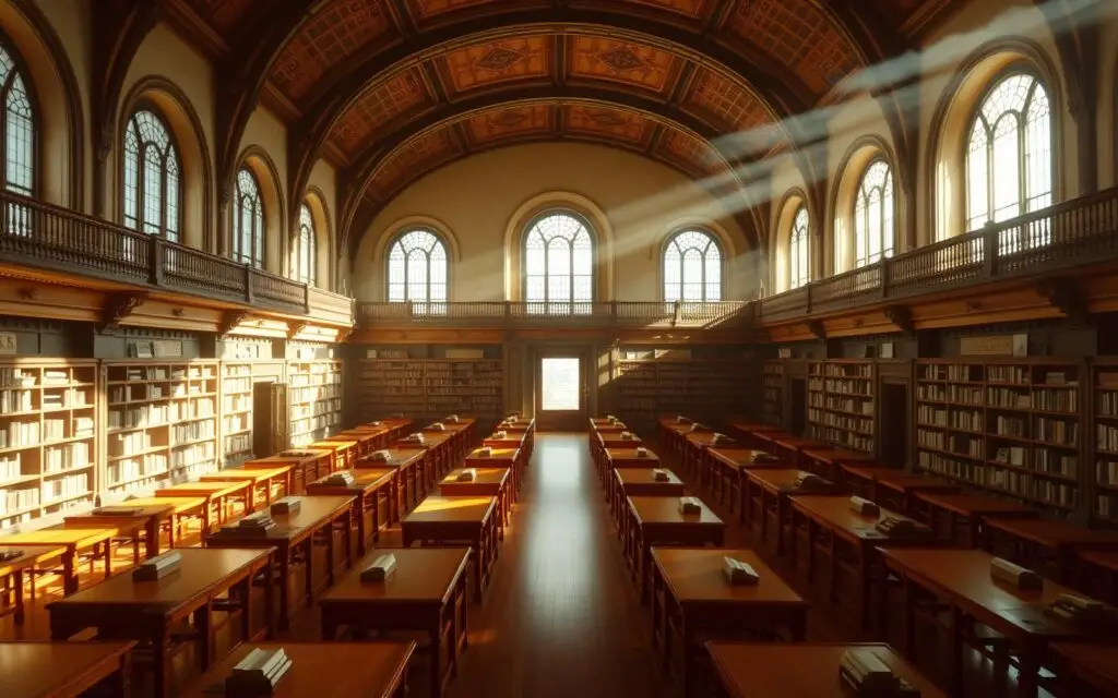 Sala de lectura de una biblioteca histórica